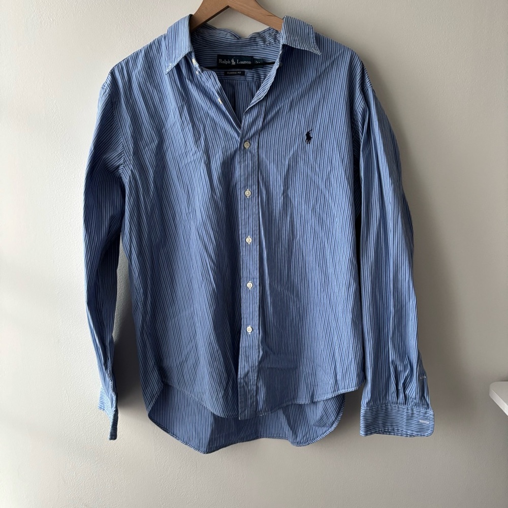 Polo Ralph Lauren Blue Pinstripe Button‎ Down Shirt Sz L